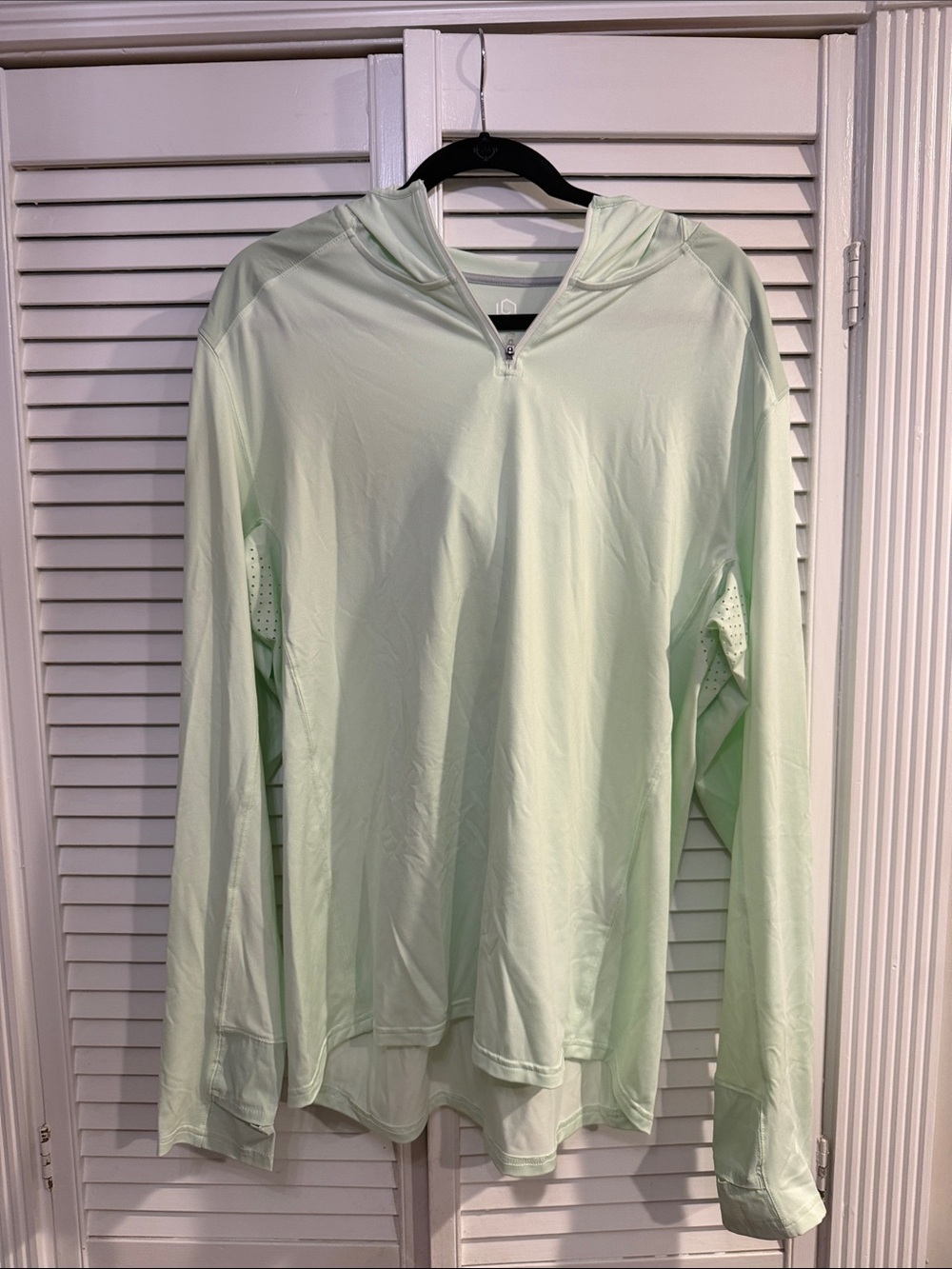 Light Mint Hooded Quarter-Zip Pullover